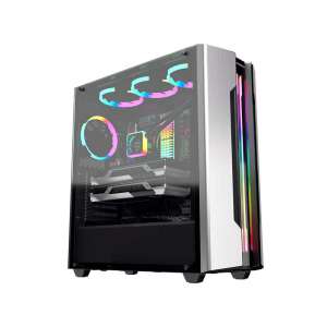 Caja Cougar Gaming ATX semitorre Gemini S RGBcon ventana plata